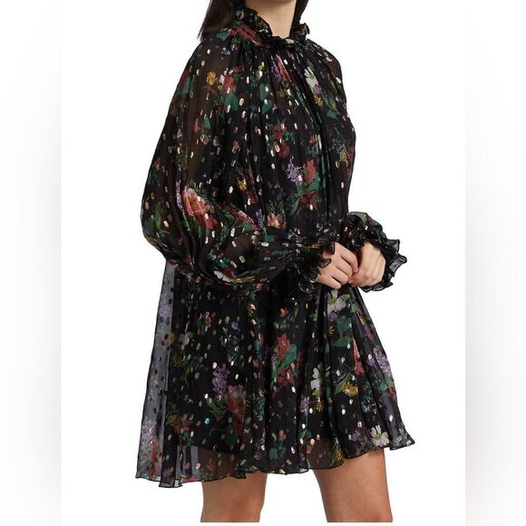 Amur Yael Sheer Pleated A-Line Dress size 6 - Picture 3 of 13